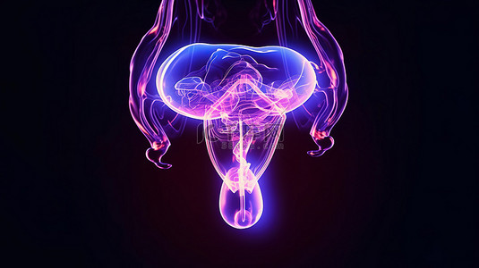 子宫的真实 3D 渲染妇科和产科的超声概念