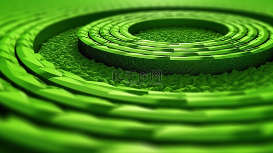 抽象的绿色漩涡为更绿色的环境3D 插图铺平道路