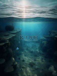 海平面海底世界摄影广告背景