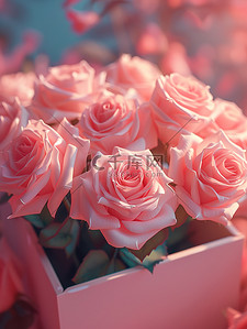 礼盒装满了粉红色的玫瑰背景素材
