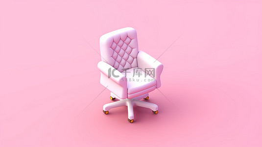 家居背景背景图片_3d 图标集白色等距办公椅和粉红色家居用品