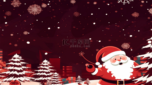 蓝色快乐背景图片_圣诞节唯美冬季白色雪花红色帽子