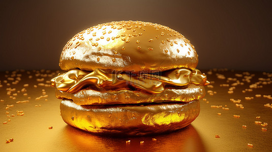 3D 渲染中闪闪发光的汉堡