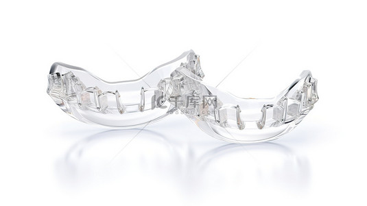 口服背景图片_从顶视图白色背景上清晰的 Invisalign 牙套的 3D 渲染