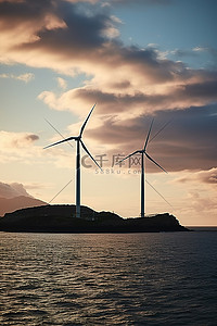 蚕背景图片_苏格兰海岸的风力涡轮机