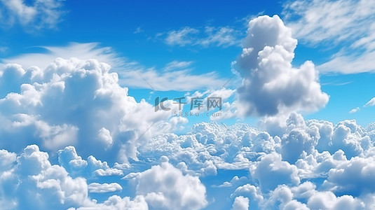 蓝天背景上 3D 渲染快速云中的真实 cloudscape