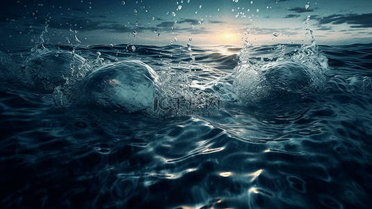 晶莹的水泡背景图片_蓝色水花溅起的蓝色水滴透明水珠背景