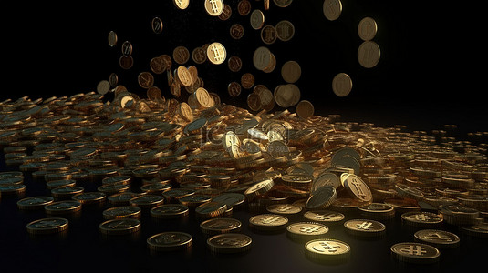 从微小到巨大的 3d 黄金比特币加密货币的插图