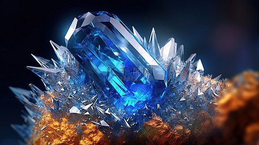 菱形蓝色背景背景图片_壮观的水晶的迷人宏观景观将宝石幻想变为现实