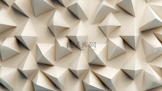 方形建筑瓷砖的 3D 插图，带有重复金字塔和宽敞的几何横幅