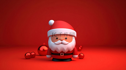 帽子卡通背景图片_节日 3D 圣诞老人胡子和帽子，红色背景上有 x mas 欢呼