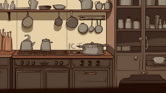 卡通厨房桌子背景图片_厨房简单卡通