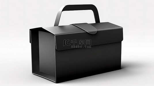 黑色品牌背景图片_带黑色手柄的纸箱的独立 3D 渲染