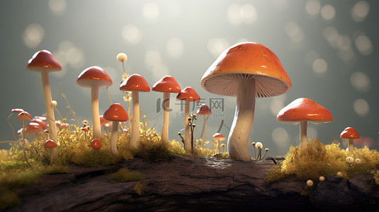 蘑菇菌背景图片_创建蘑菇的 3D 模型