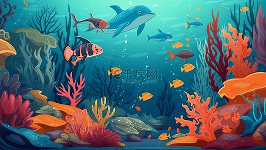 海洋生物红色珊瑚背景