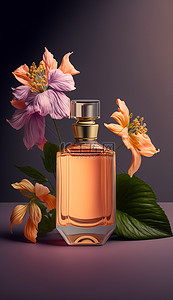 香水瓶香水鲜花背景