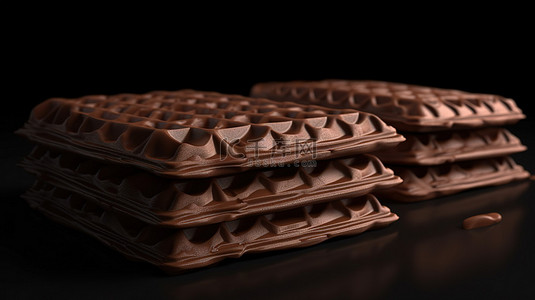 六个圆饼背景图片_3D 渲染中的巧克力涂层威化饼