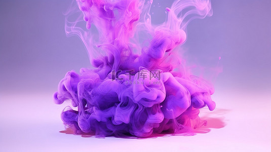紫色烟雾 3d 渲染背景封装在方框中