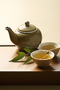 一个茶壶倒入热水和茶叶