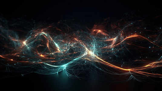 发光线的动态 3D 渲染抽象数字连接技术