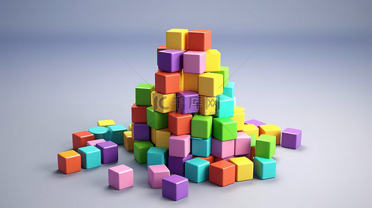 货币加密概念呈现为 nft 组合中的彩色立方体