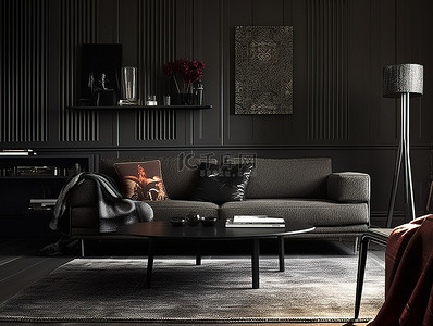 照片背景图片_如果您喜欢在家中使用黑色和灰色，灰色墙壁客厅创意照片灵感