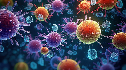 细菌病毒和细菌的微观视图高质量 3D 渲染