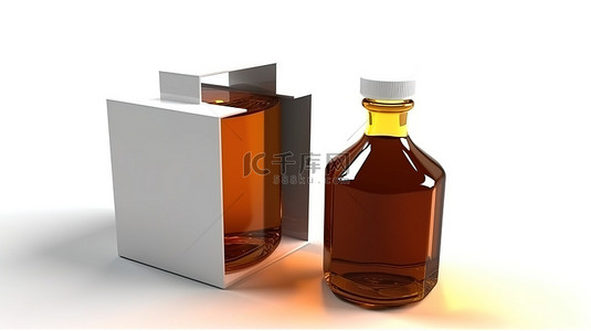 白色医疗箱背景图片_3D 模型盒和糖浆瓶的白色背景展示