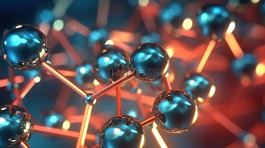 物理科学中抽象分子的 3d 插图