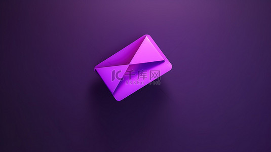 3D 渲染中带有未读邮政信封的最小紫色电子邮件通知图标