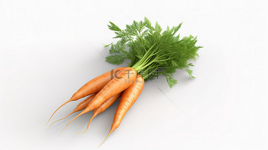 营养设计背景图片_白色背景上孤立的胡萝卜的 3D 插图，具有逼真的玻璃设计元素