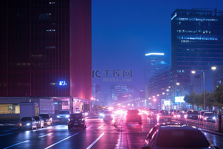 城市交通夜景背景图片_夜间黑暗的城市交通