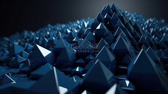质量背景图片_深蓝色渲染图像中的高质量 3d 抽象三角形设计