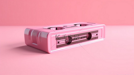粉红色录像带的简约 3D 渲染