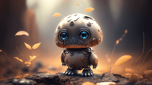机器人大眼睛小形机器人梦幻森林背景