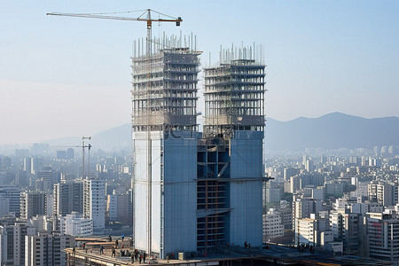 排水建设背景图片_市中心的摩天大楼建设已经开始