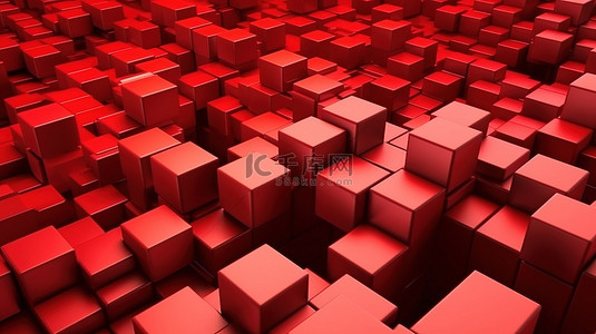 3的数字背景图片_3D 渲染红色立方体的现代和简单排列