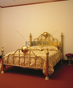金色床头板，棕褐色床头板和床尾板