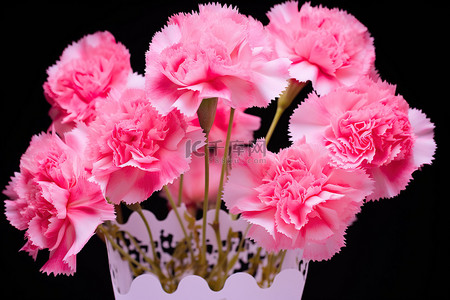 粉色康乃馨和一张写有“谢谢”字样的感谢卡