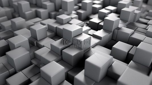 站酷背景图片_抽象背景 3D 渲染中灰色立方体形状的最小照明组成