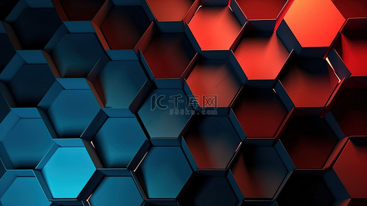 封面背景图片_具有抽象设计的六角形 3D 纹理模板