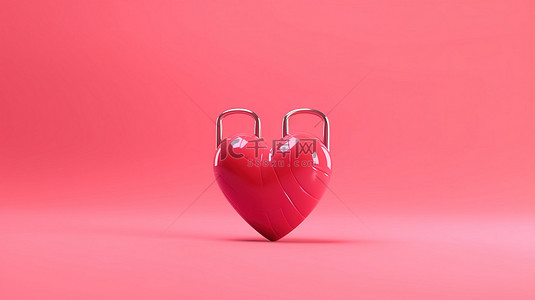 最小 3D 渲染卡通心脏病学医学概念的插图，带有红色心脏图标和粉红色背景上的脉冲线