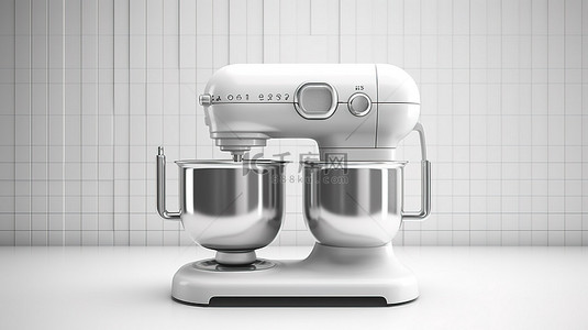 单色复古厨房搅拌机设备前视图的 3D 渲染