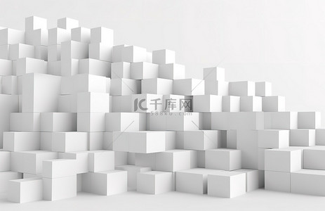 白色立方体背景图片_墙上的白色立方体