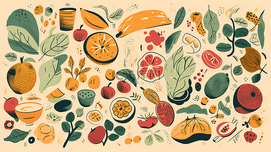 卡通水果草莓背景图片_食物水果插画多数