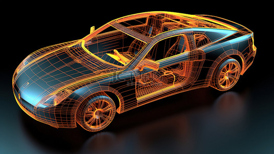 赛车地背景图片_汽车车身结构3D模型