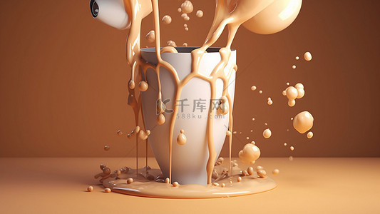 黑糖珍珠背景图片_奶茶茶饮甜品抽象