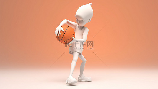 篮球运动员背景图片_活跃的女篮球运动员被描绘成行动中的 3D 角色
