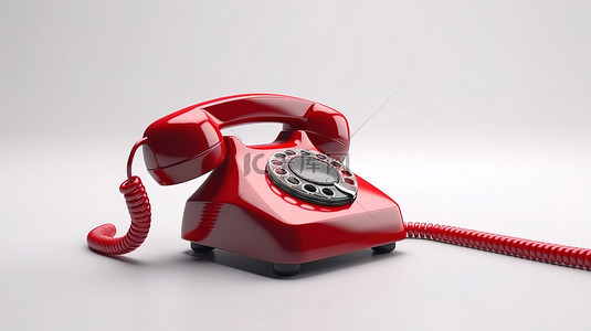 联系电话背景图片_电话呼叫图标的独立 3D 渲染白色背景上的红色拒绝来电插图