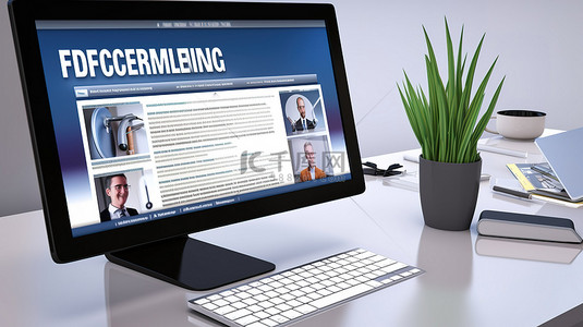 3d人物模型背景图片_虚拟会议在线视频通话和电脑屏幕上显示的 3D 自由职业概念